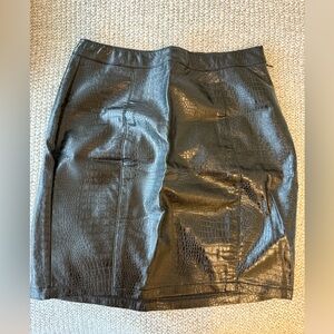 All Things Golden - Black Croc-Embossed Pencil Skirt